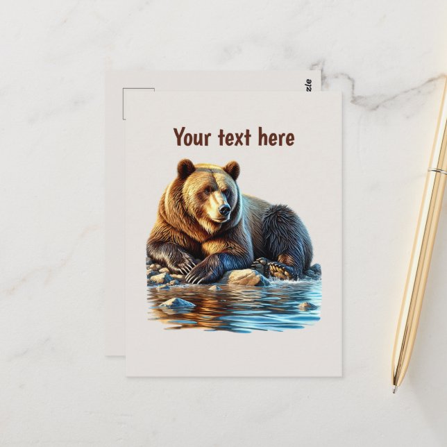 Cute bear lovers customisable  postcard (Front/Back In Situ)