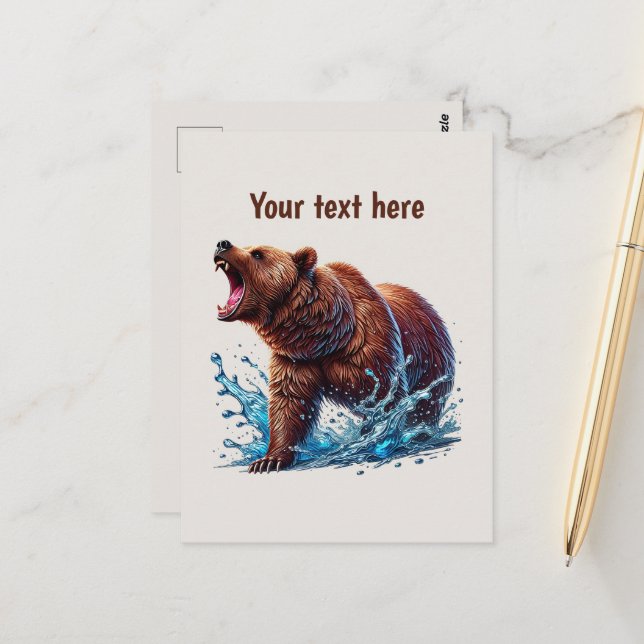 Cute bear lovers customisable postcard (Front/Back In Situ)