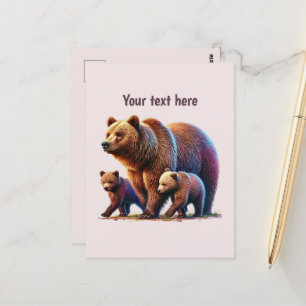 Cute bear lovers customisable postcard