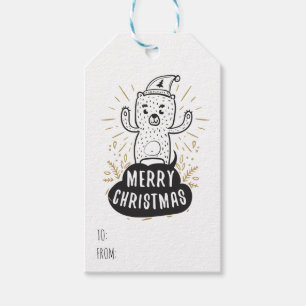 Cute Bear Merry Christmas To From Template Gift Tags