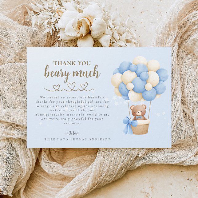 Cute Bear message Baby Shower  Thank You Card (Creator Uploaded)