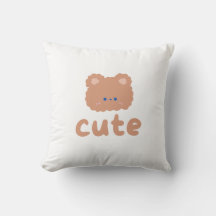 Cute Bear Minimalist Throw Pillow 