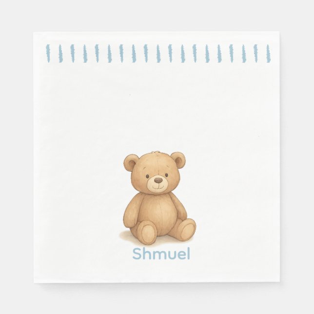 Cute Bear Napkins with Blue Accents (Front)