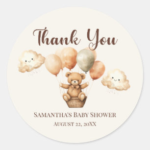 Cute Bear Neutral Baby Shower Classic Round Sticker