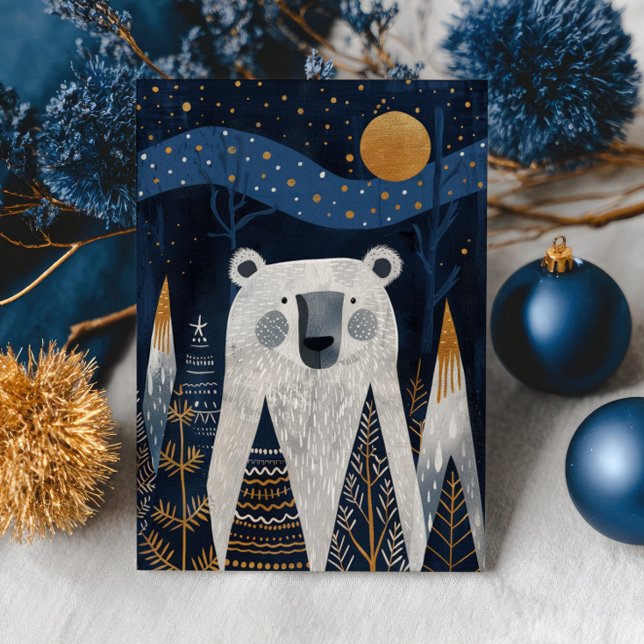 Cute Bear Nordic Winter Merry Christmas Photo Card (Creator Uploaded)