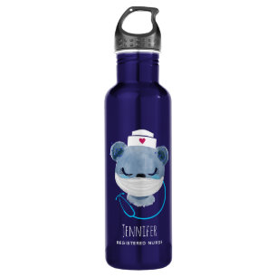 Cute Bear Nurse Wearing a Mask 710 Ml Water Bottle
