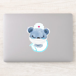 Cute Bear Nurse Wearing a Medical Mask