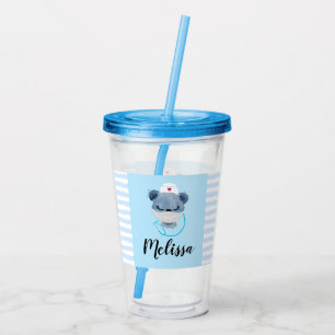 Cute Bear Nurse Wearing a Medical Mask Acrylic Tumbler