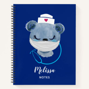 Cute Bear Nurse Wearing a Medical Mask Notebook