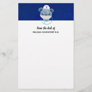 Cute Bear Nurse Wearing a Medical Mask Stationery