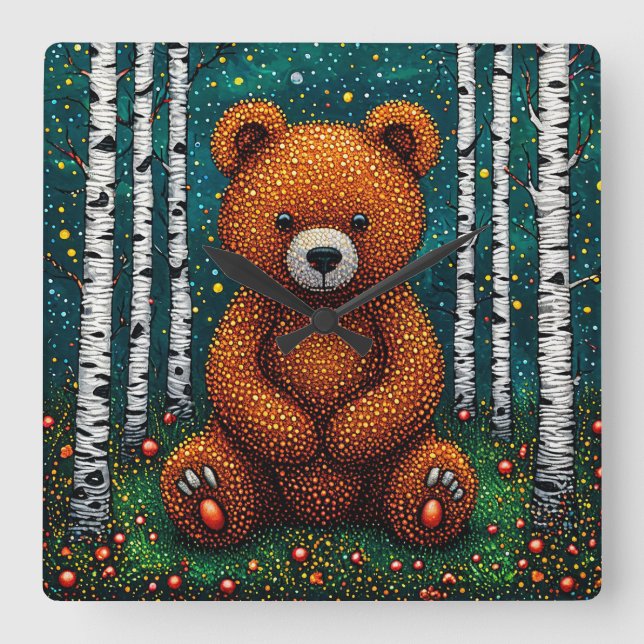 🧸 Cute Bear Nursery Room Decor Clock 🕒 (Front)