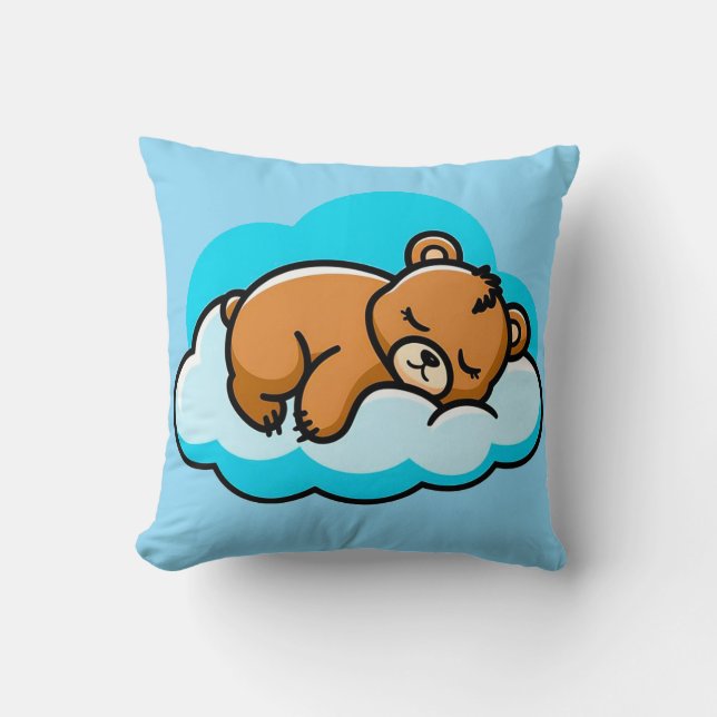 ☁️🐻 Cute Bear on Cloud Cosy Decor Gift ✨ Cushion (Front)