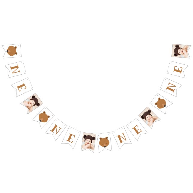 Cute Bear One Photo First Birthday Bunting (All)