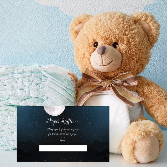 Cute Bear Over The Moon Diaper Raffle Enclosure Card (Creator Uploaded)