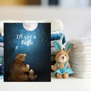 Cute Bear Over The Moon Diaper Raffle Poster