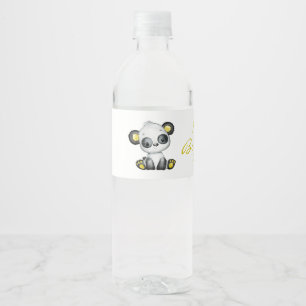 Cute Bear Panda Baby Shower Water Bottle Label