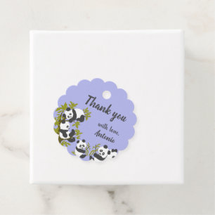 Cute Bear Pandas Party Boy Birthday Gift Thank you Favour Tags