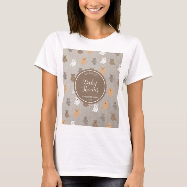 Cute Bear Pattern Baby Shower T-Shirt (Front)