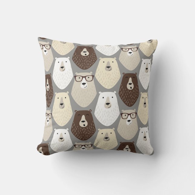 Cute Bear Pattern Fathers Day Gift Funny Dad Bear Cushion (Front)