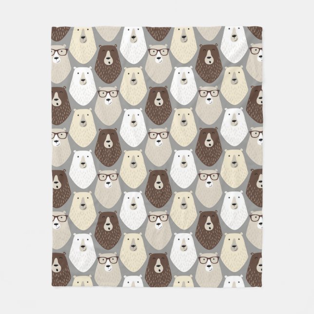 Cute Bear Pattern Fathers Day Gift Funny Dad Bear Fleece Blanket (Front)