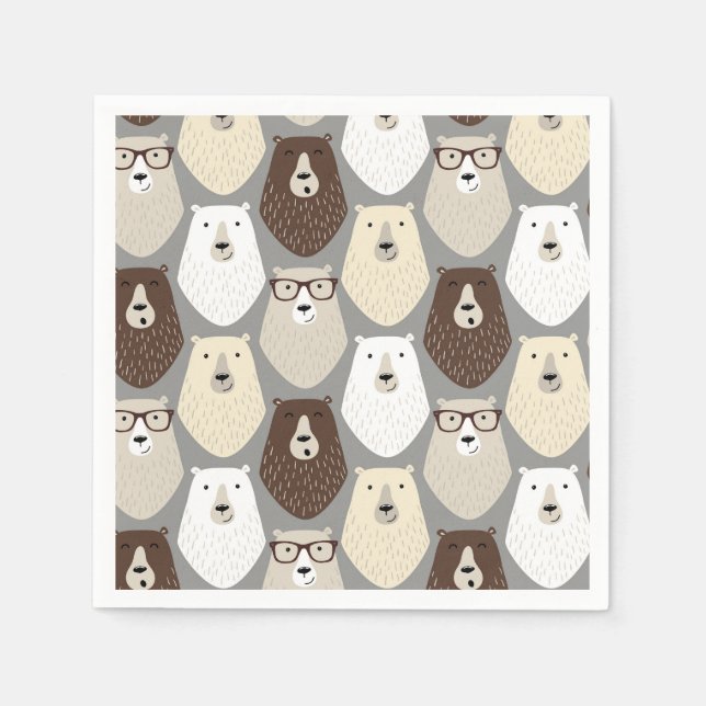 Cute Bear Pattern Fathers Day Gift Funny Dad Bear Napkin (Front)