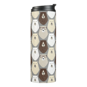 Cute Bear Pattern Fathers Day Gift Funny Dad Bear Thermal Tumbler