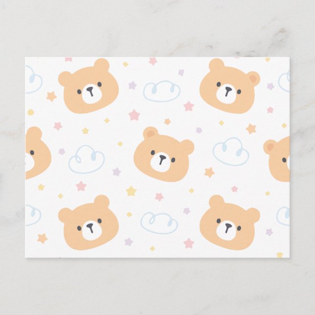 Cute bear pattern holiday postcard (Front)