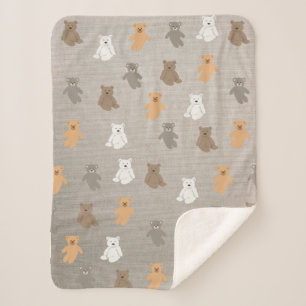 Cute Bear Pattern Sherpa Blanket