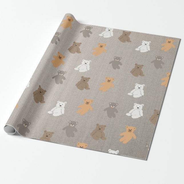 Cute Bear Pattern  Wrapping Paper (Unrolled)