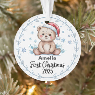 Cute Bear Personalised Baby’s First Christmas  Ornament