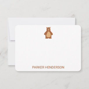 Cute Bear Personalised Kids Stationery Note Cards
