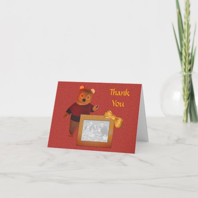Cute Bear Personalised Photo Thank You Card (Front)