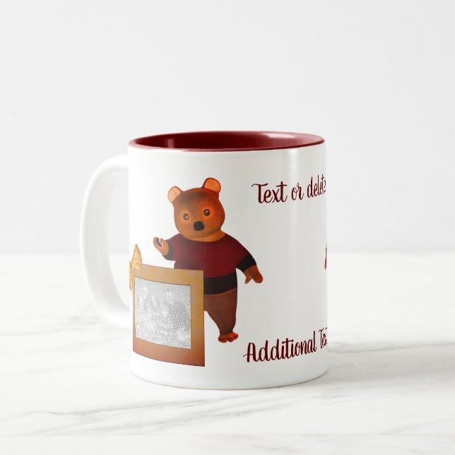 Cute Bear Personalised Photo  Two-Tone Coffee Mug (Front Left)