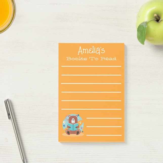 Cute Bear Personalised Reading list Post-it Notes (Creator Uploaded)
