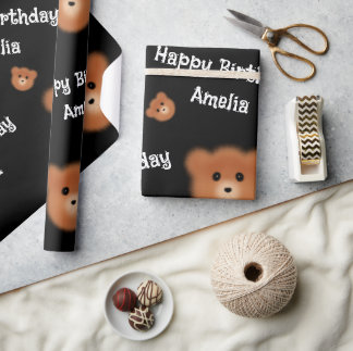 Cute Bear Personalised Wrapping Paper
