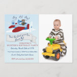 Cute Bear Pilot n Aeroplane First Birthday Party Invitation<br><div class="desc">Adorable baby bear in a pilot's jacket and goggles flies his plane through the skies towing a banner announcing, My Oh My, how the first year has flown by! Your baby's picture easily replaces our template for a keepsake birthday party invitation your family and friends are sure to treasure. On...</div>