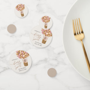 Cute Bear, Pink Balloons, First Birthday Confetti