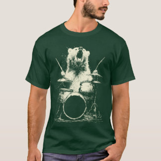 Cute Bear Playing Drums Funny Music Animal Drummer T-Shirt