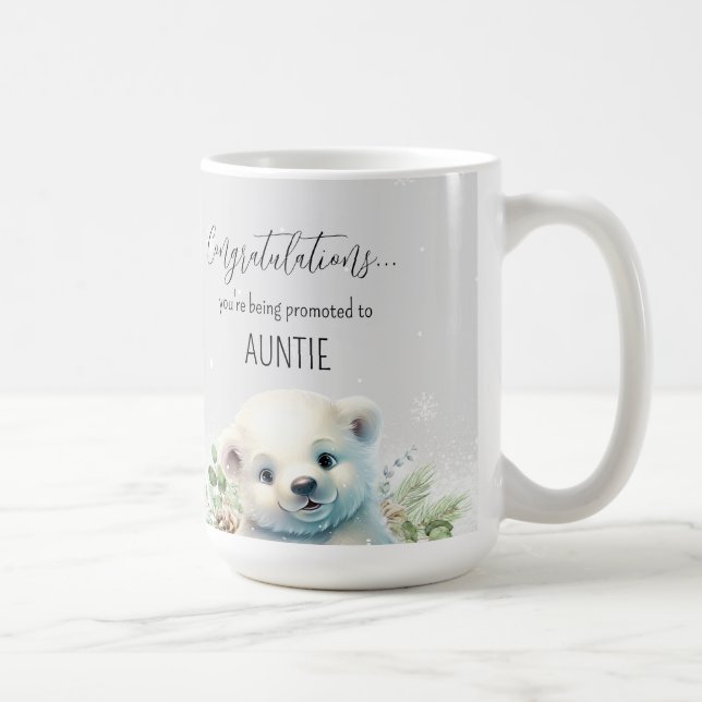 Cute Bear Pregnancy Reveal Promoted to Auntie Coffee Mug (Right)