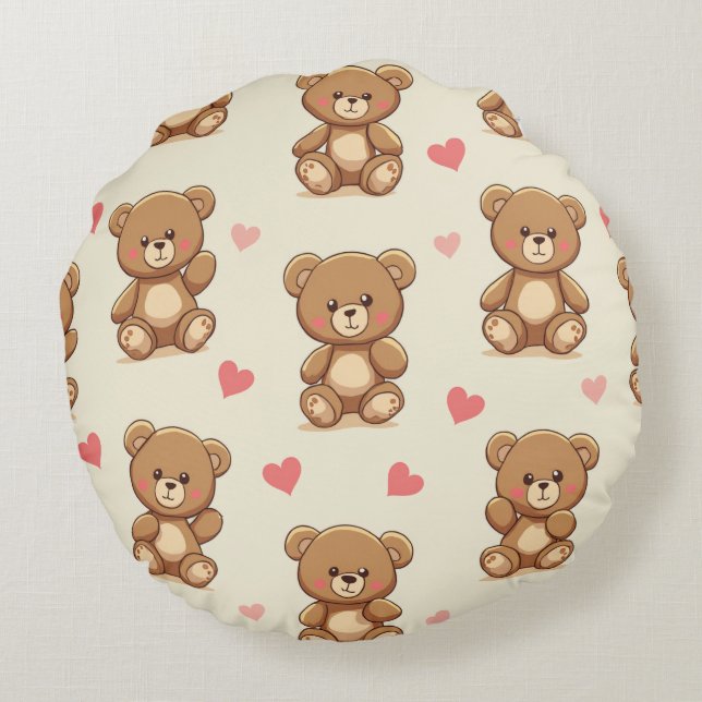 cute bear round cushion (Back)
