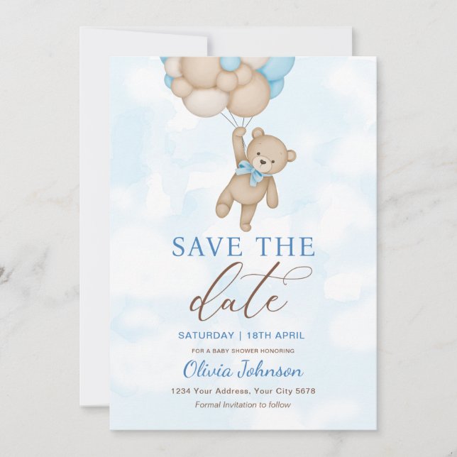 Cute Bear Save the Date Invitation (Front)