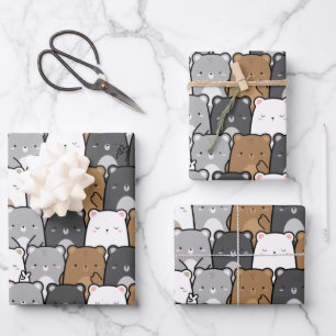 Cute Bear Seamless Pattern Wrapping Paper Sheet