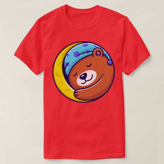 Cute Bear Sleeping On Moon1 T-Shirt (Design Front)