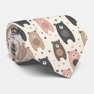 Cute Bear - Soft Pastel Woodland (1) Tie