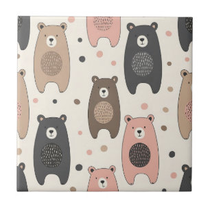 Cute Bear - Soft Pastel Woodland (1) Tile