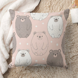 Cute Bear - Soft Pastel Woodland (2) Cushion