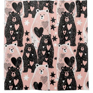Cute Bear - Soft Pastel Woodland (4) Shower Curtain