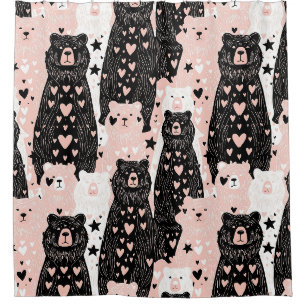 Cute Bear - Soft Pastel Woodland (5) Shower Curtain