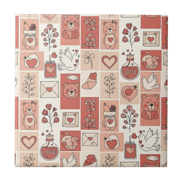 Cute Bear - Soft Pastel Woodland (6) Tile (Front)