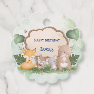Cute Bear squirrel Tropical jungle Birthday party Favour Tags